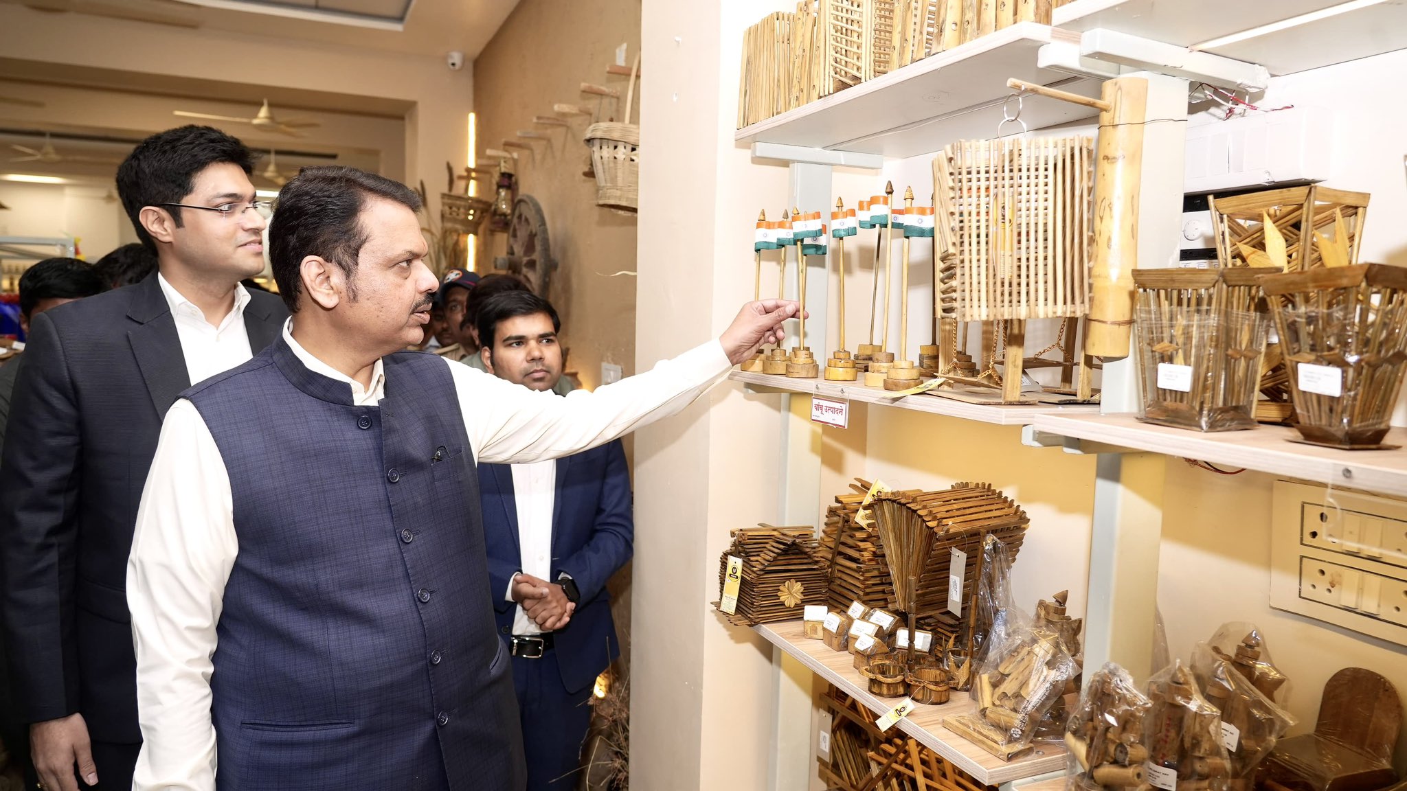 Person showing items in a store